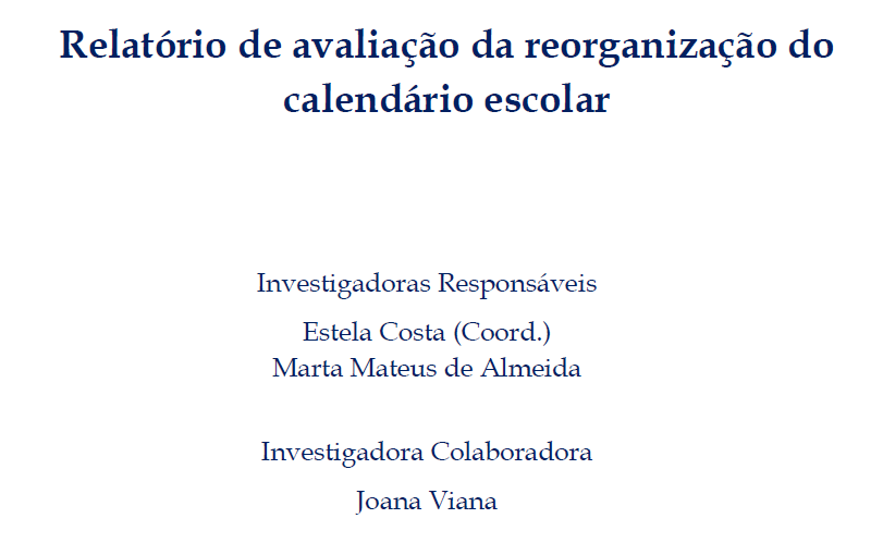 Relatório de avaliação de reorganização do calendário escolar